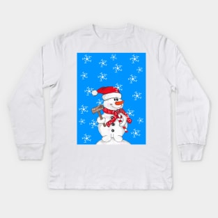 SNOW Day For A Snowman. Kids Long Sleeve T-Shirt